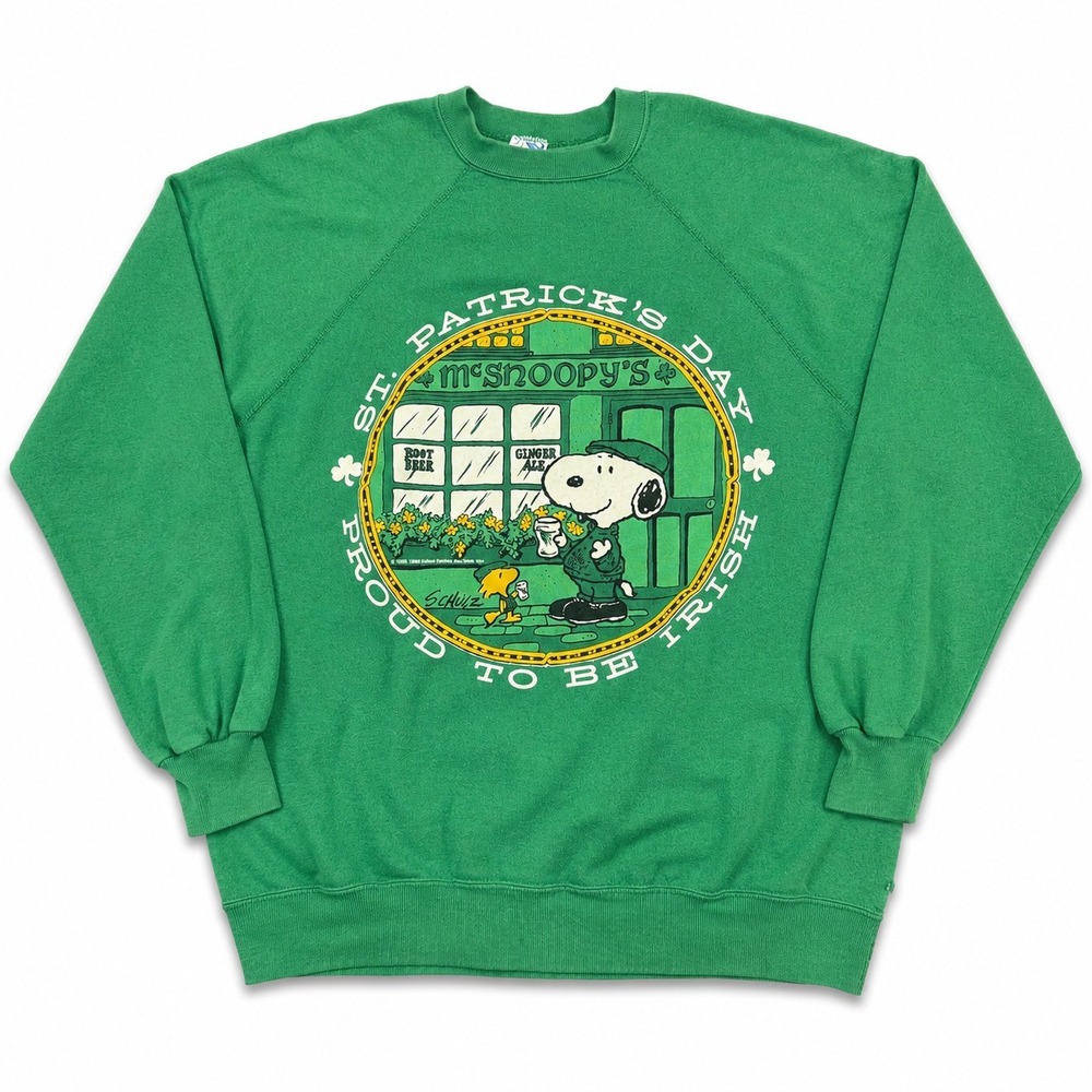 Vintage Artex Snoopy McSnoopy's St Patrick's Day Sweatshirt Sz Large USA Peanuts